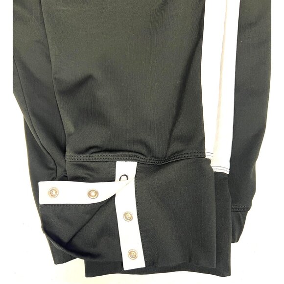 Asics Mens Black Track Pants With White Stripe Large with Cuff Snaps - Picture 6 of 6